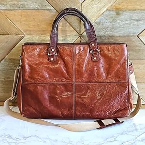 Liz Claiborne Brown Leather Messenger Bag